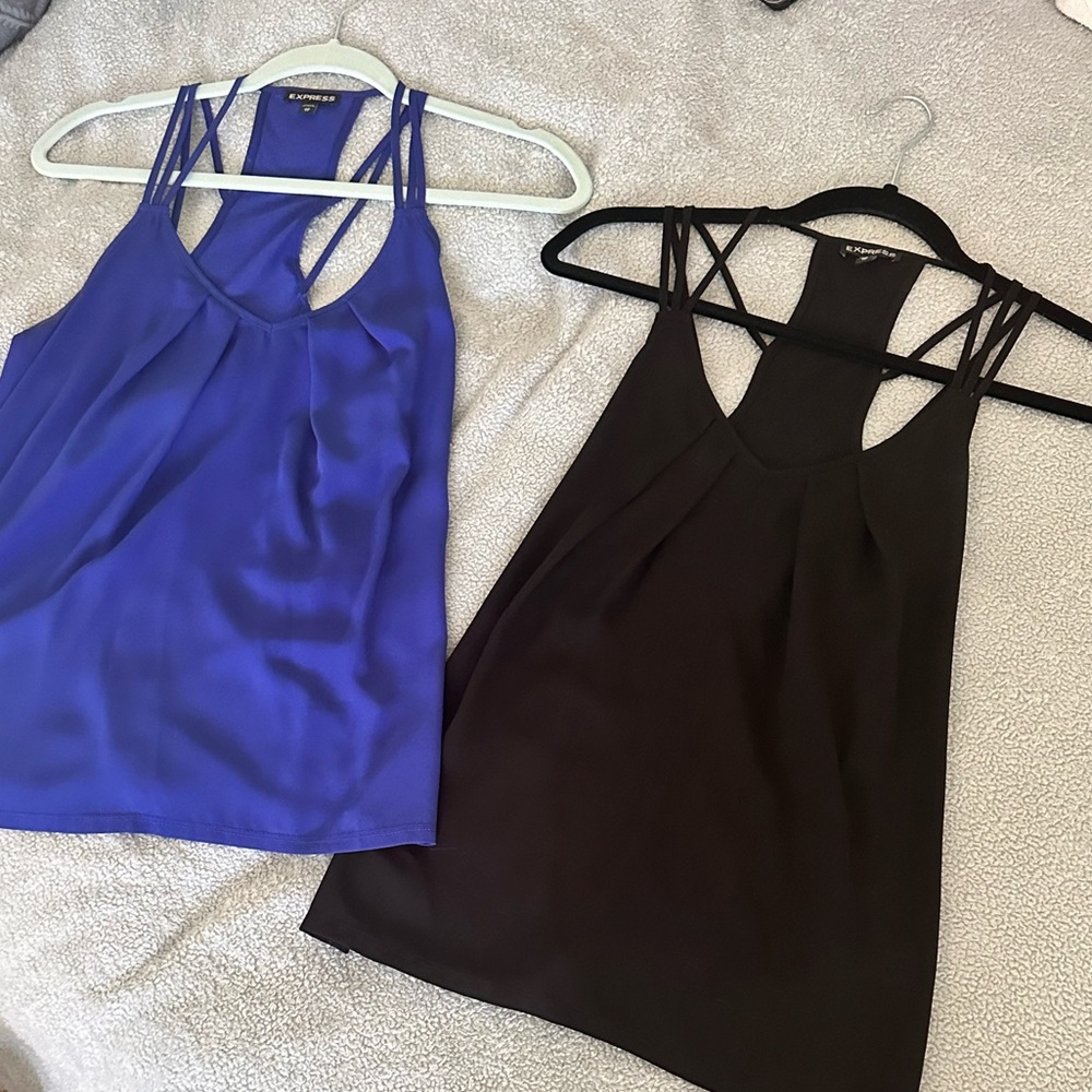 Strappy Express Tank Tops Royal Blue & Black